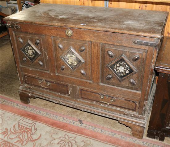 Panelled oak mule chest